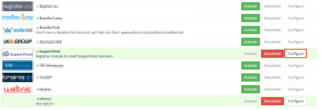Supporthost Configure Domain Reseller Whmcs Module