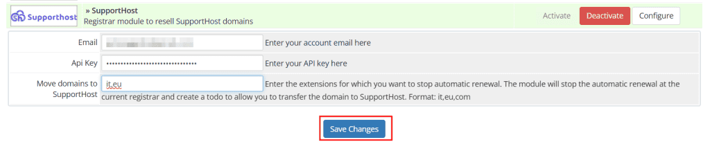 Supporthost Configure Reseller Module For Whmcs