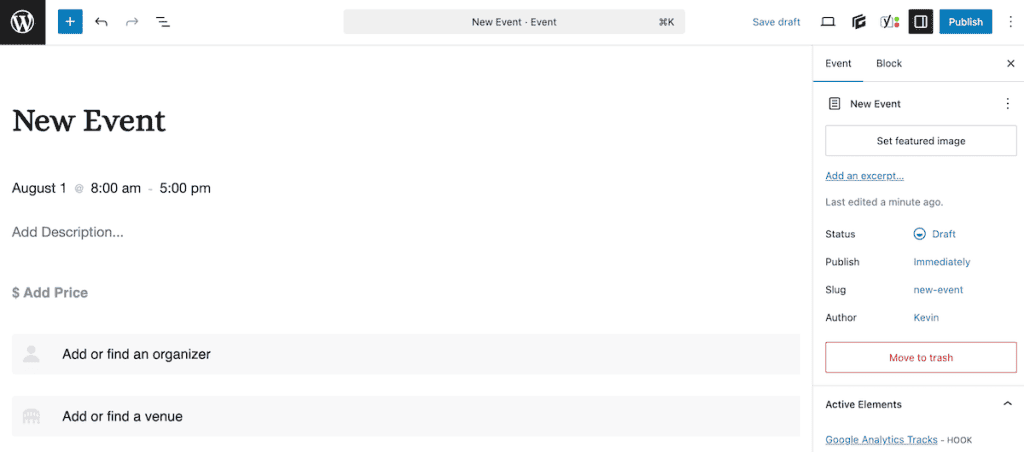 The Events Calendar WordPress Plugin Create Event New Editor Min