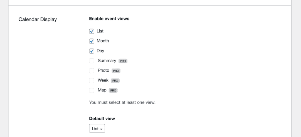 The Events Calendar WordPress Plugin Display Settings Min