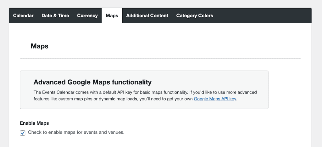 The Events Calendar WordPress Plugin Google Maps Api Min
