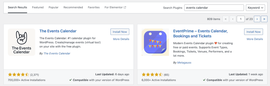 The Events Calendar WordPress Plugin Install Min