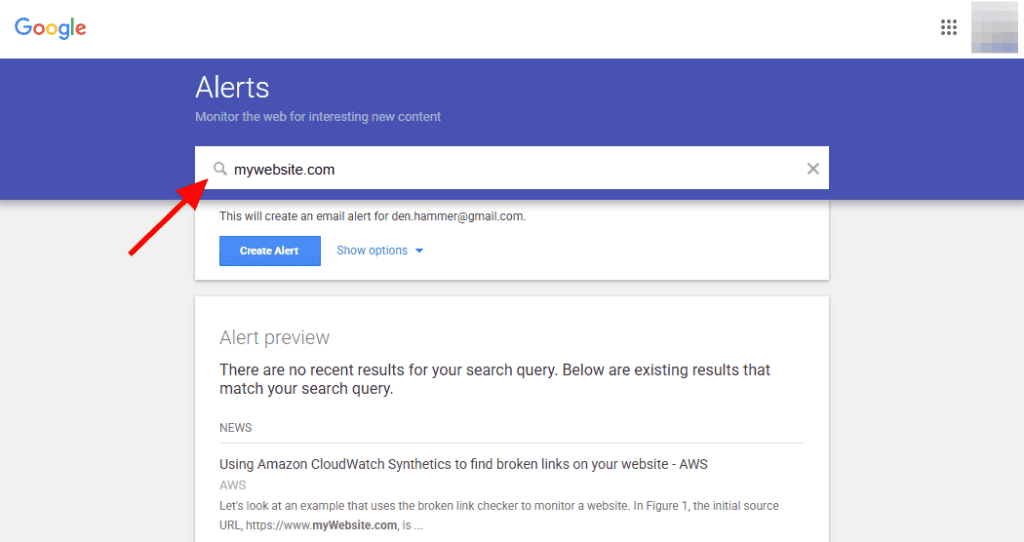 Create A Google Alert