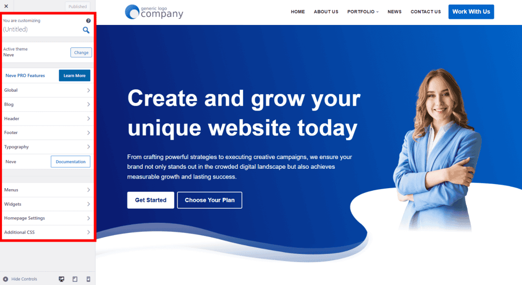 Customize Neve Theme