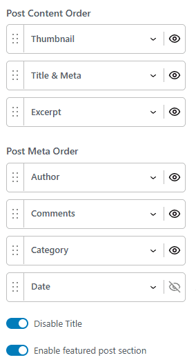 Neve Blog Layout Order