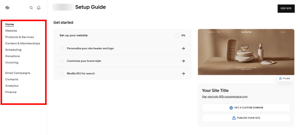 Squarespace Dashboard