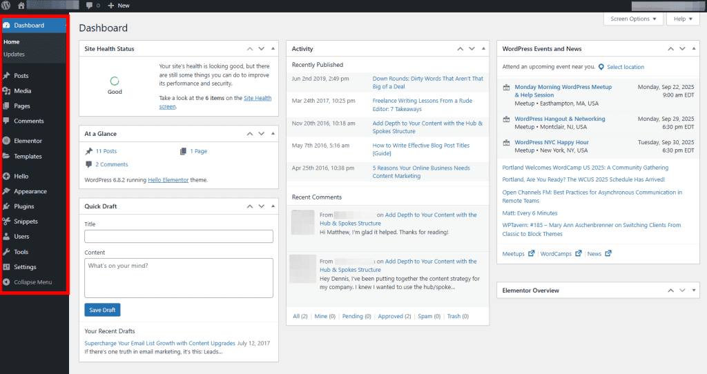 Wordpress Dashboard