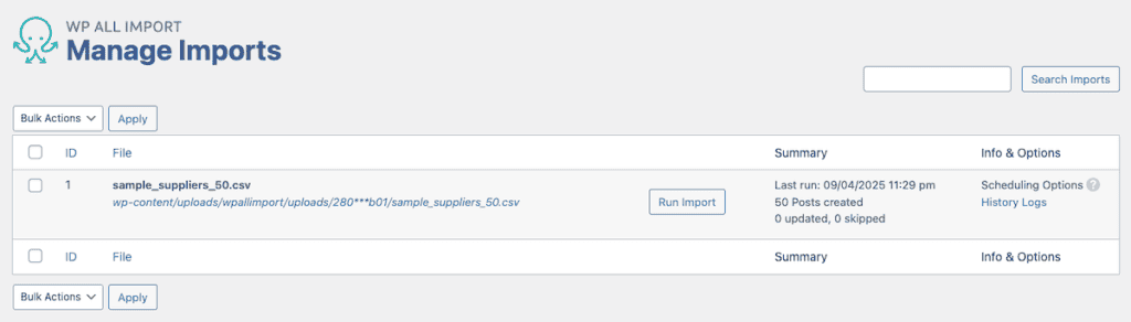 Wp All Import Manage Imports