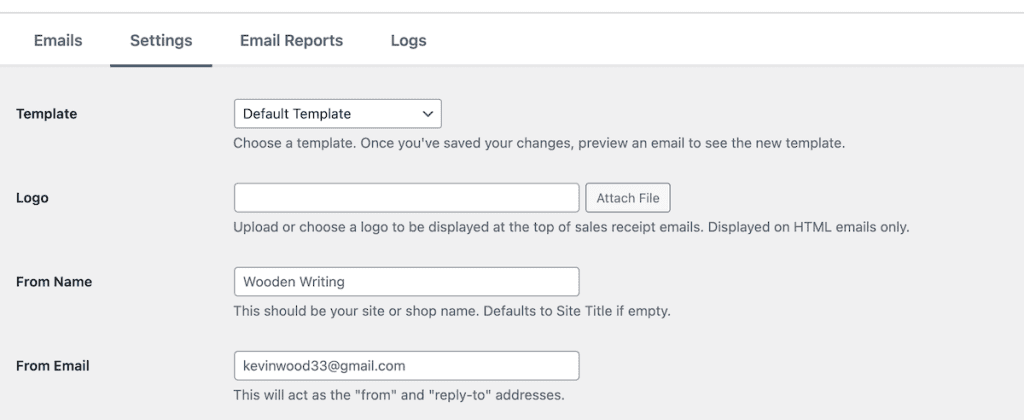 Easy Digital Downloads Email Settings