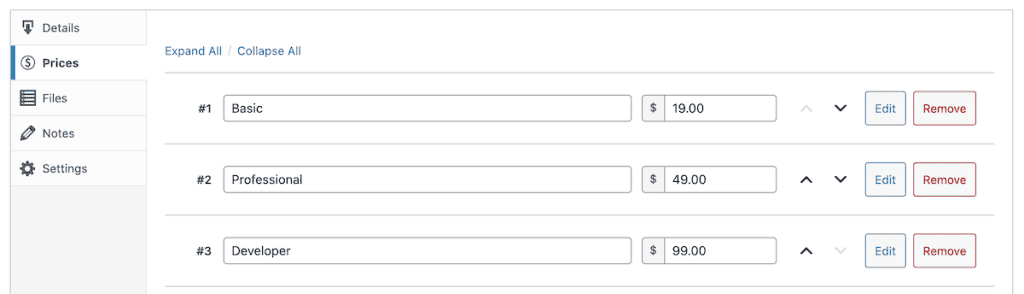 Easy Digital Downloads Variable Price