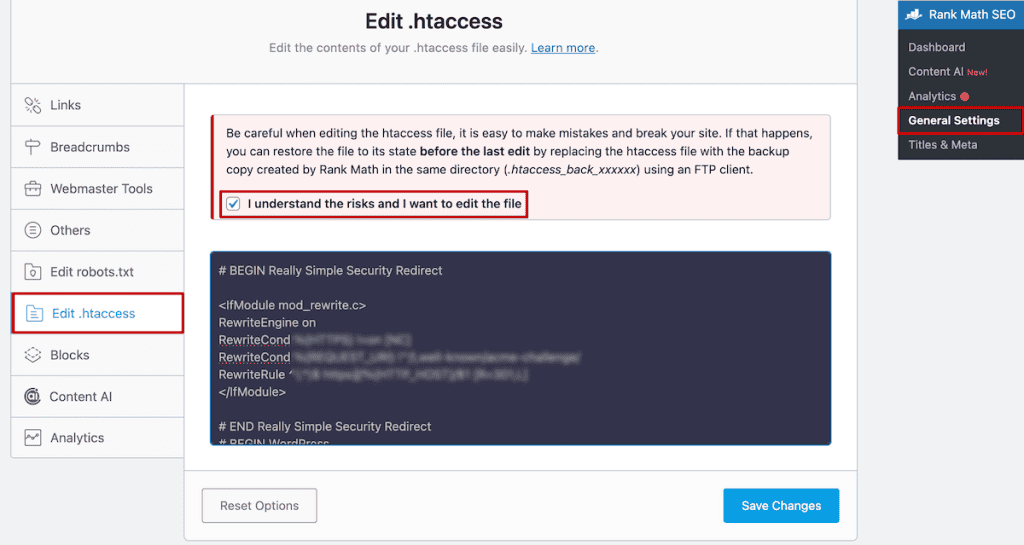 Htaccess File Edit Rank Math