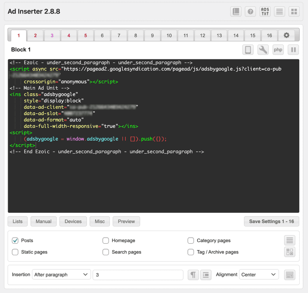 Add Adsense To WordPress Ad Inserter Plugin