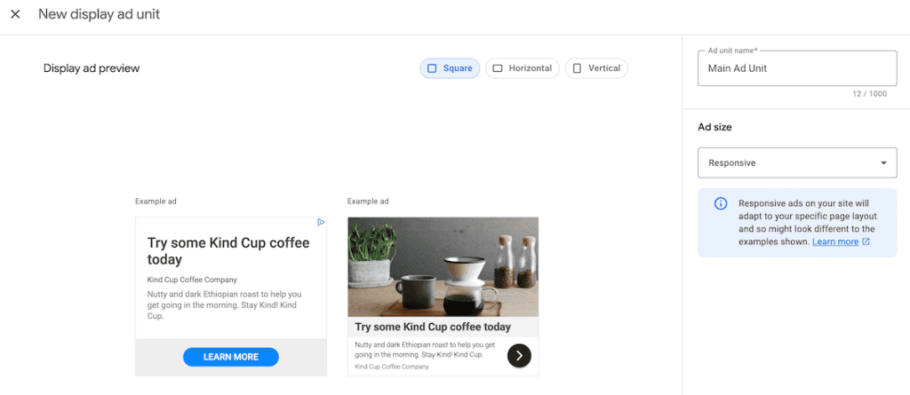 Add Adsense To WordPress Create New Display Ad