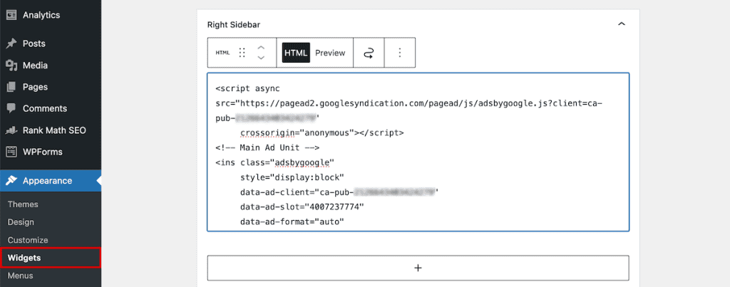 Add Adsense To WordPress Widget Ad Unit