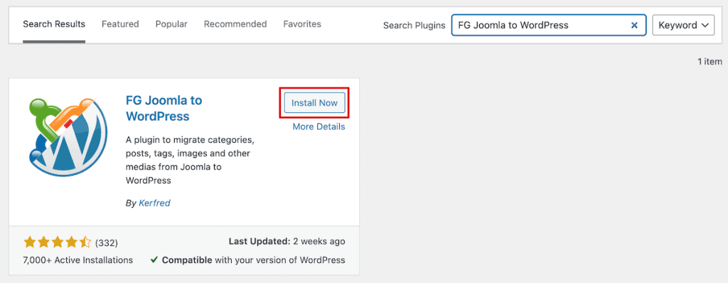 Migrate Joomla To WordPress Install Fg Joomla Plugin