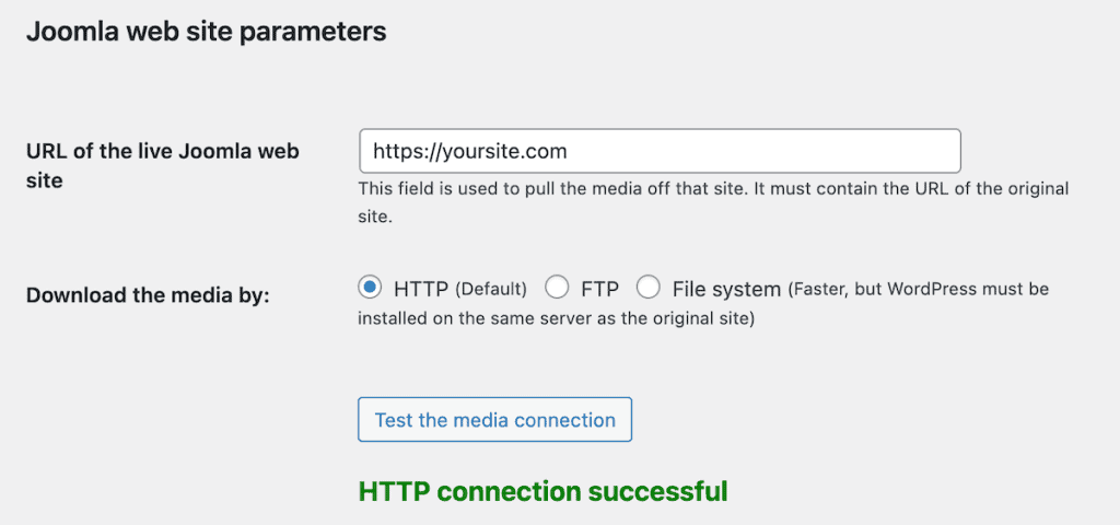 Migrate Joomla To WordPress Set Website Parameters
