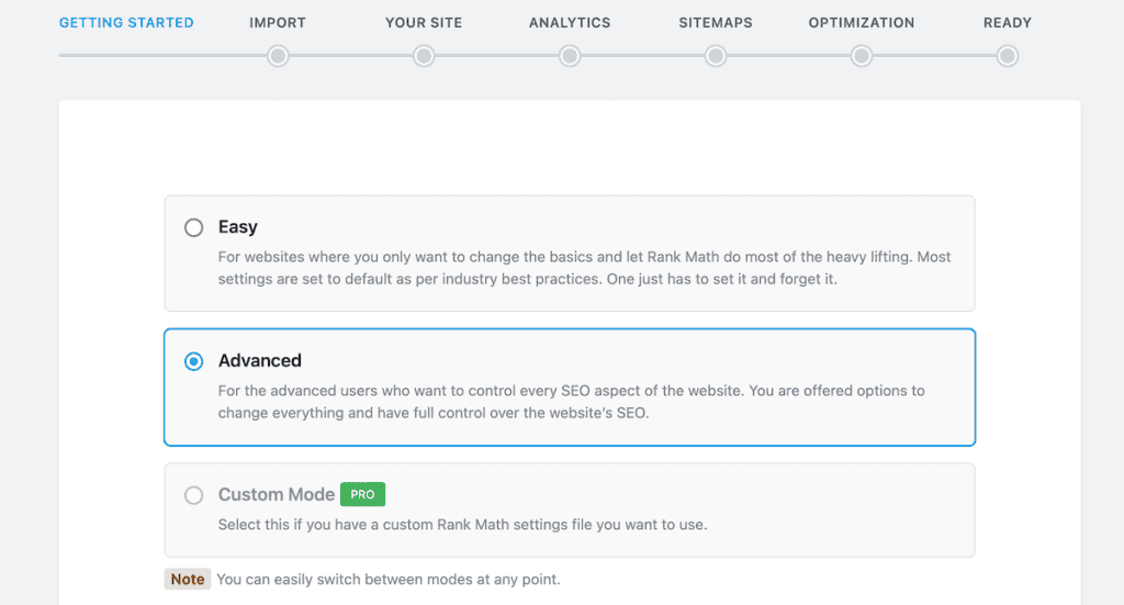 Rank Math Seo Advanced Setup Wizard