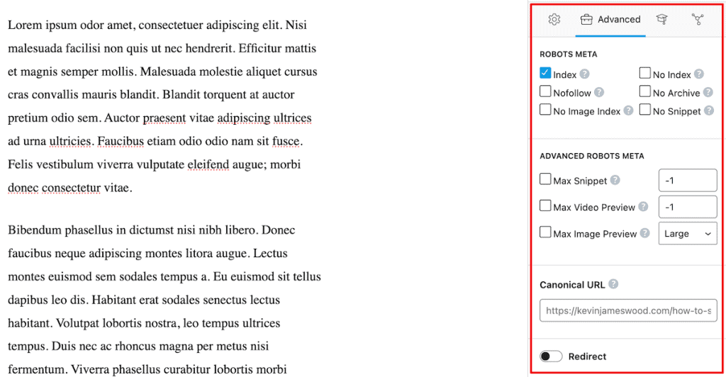 Rank Math Seo Advanced Tab