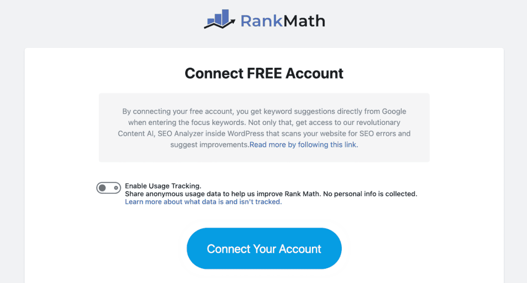 Rank Math Seo Connect Account