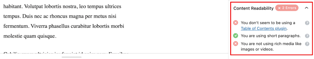 Rank Math Seo Content Readability