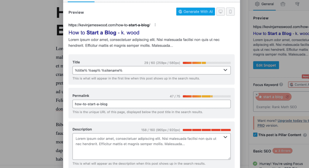 Rank Math Seo Edit Snippet