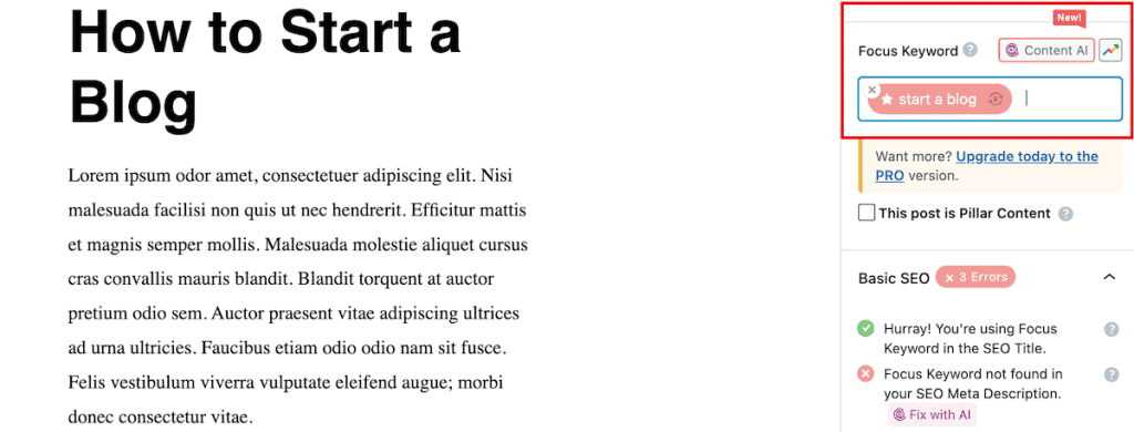 Rank Math Seo Focus Keyword