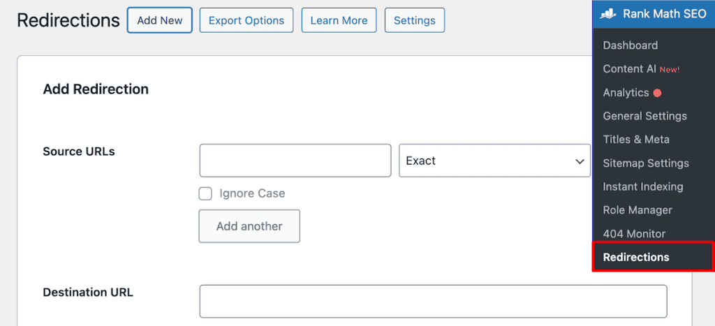 Rank Math Seo Redirections