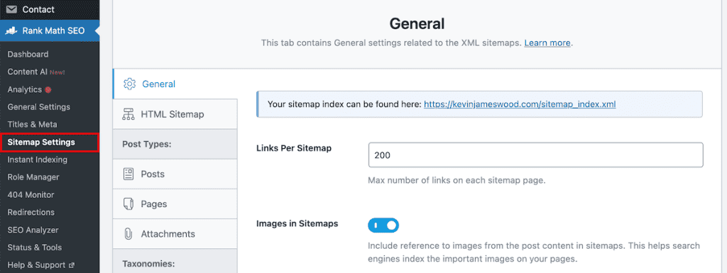 Rank Math Seo Sitemap Settings
