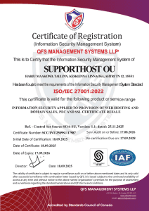 Supporthost 27001 Certificate