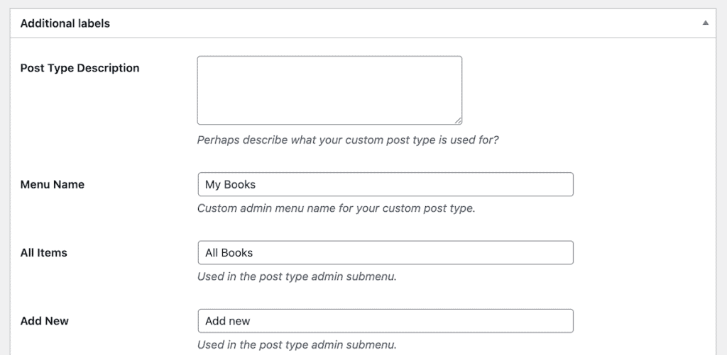 Wordpress Custom Post Types Additional Labels