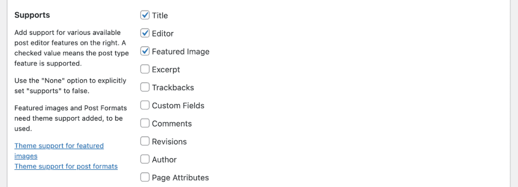Wordpress Custom Post Types Supports