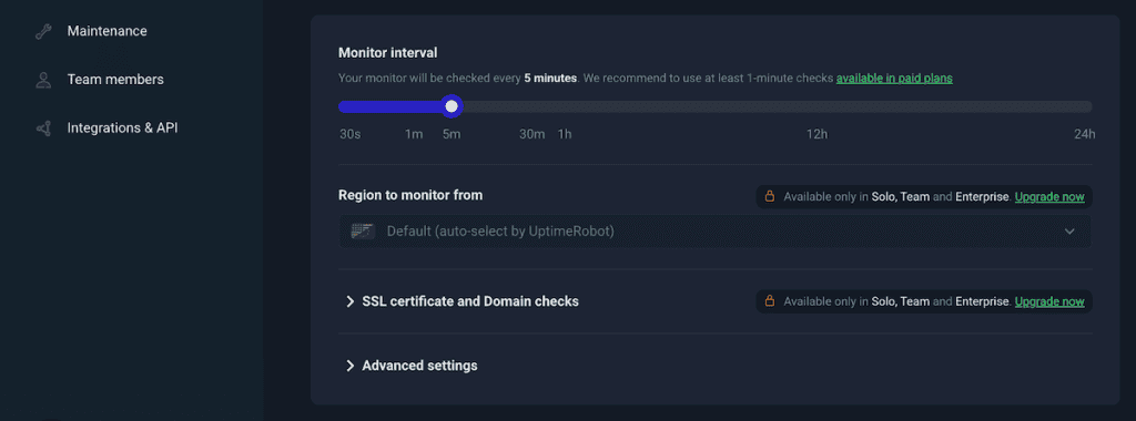 Uptime Monitor Monitoring Interval