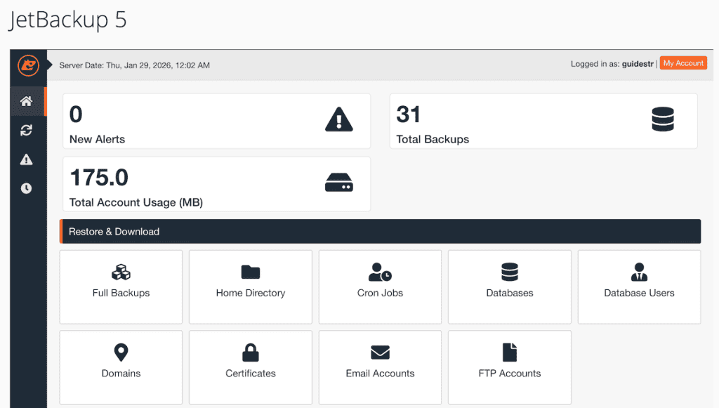 Cpanel Jetbackup
