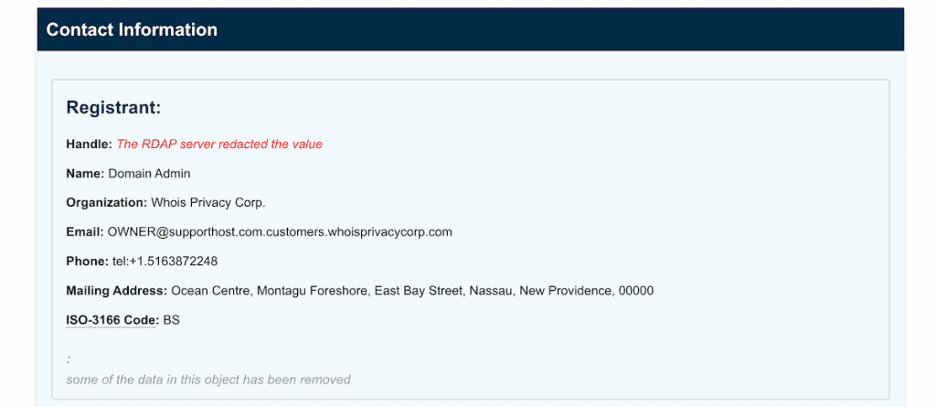 Domain Owner Registrant Contact