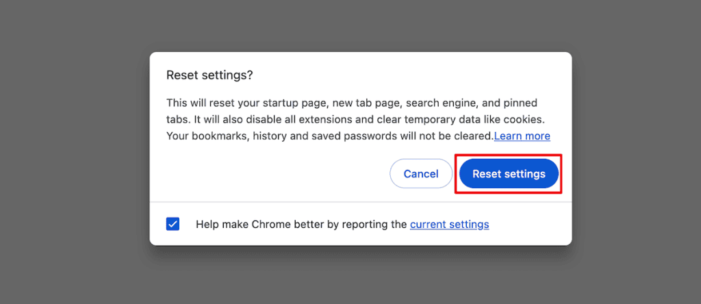 Err Connection Reset Reset Browser Settings