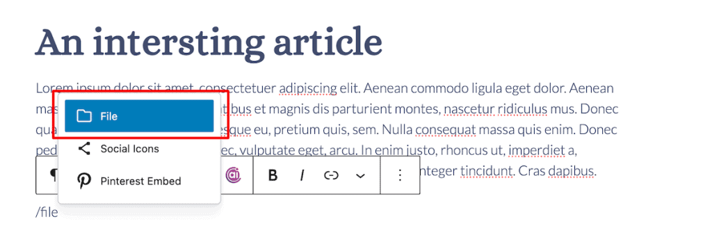 Insert Pdfs Into WordPress Add File Block