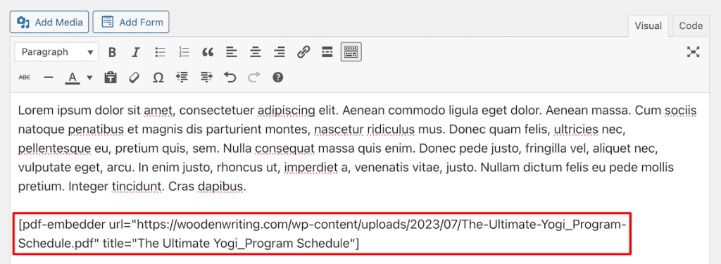 Insert Pdfs Into WordPress Classic Editor