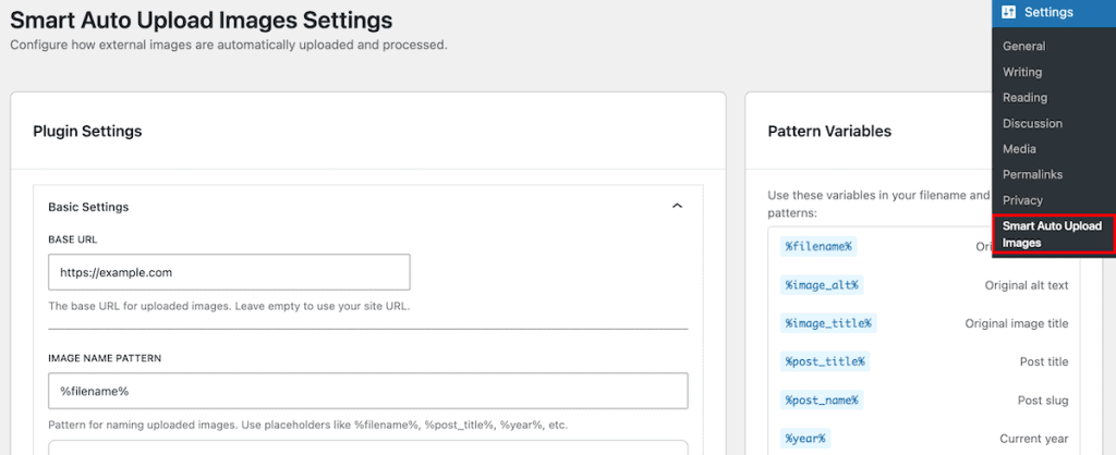 Migrate Weebly To WordPress Smart Auto Images Plugin Settings