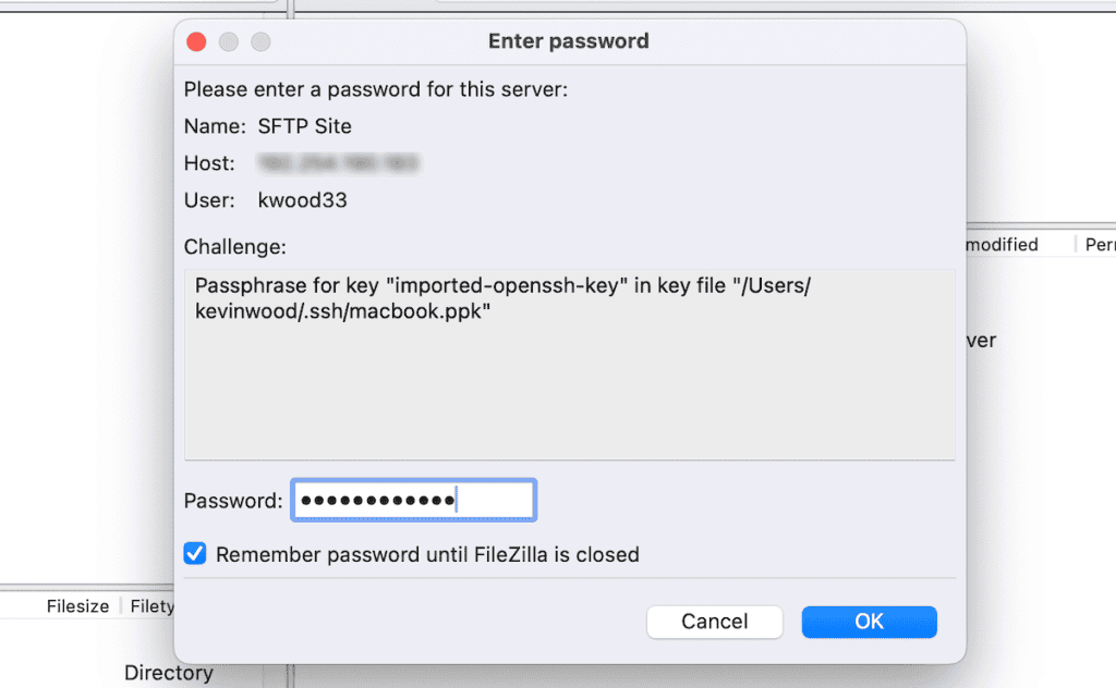 Sftp Filezilla Password