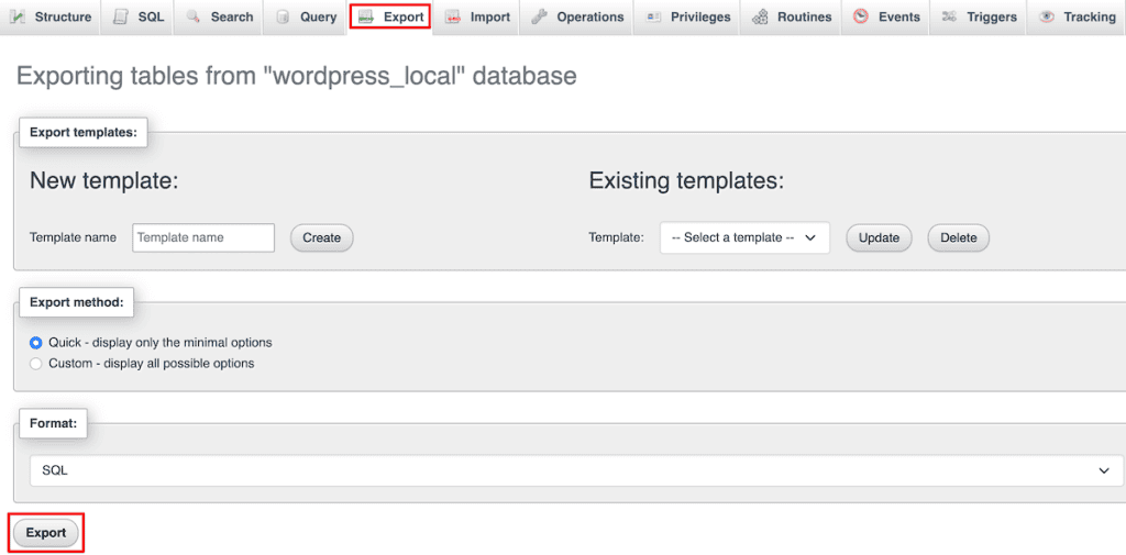 Xampp Export Database