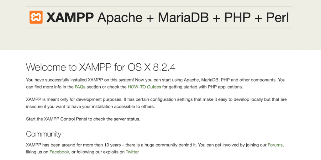 Xampp Welcome Screen