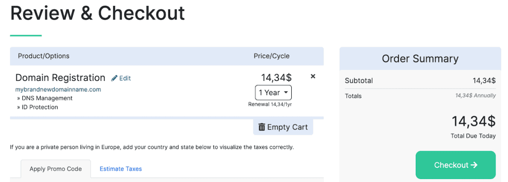 How To Buy A Domain Name Checkout