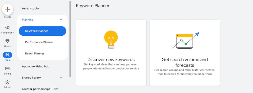 Go To Google Keyword Planner
