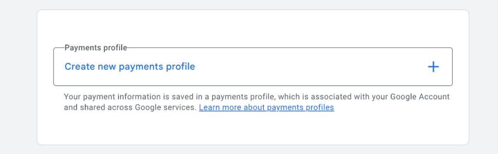 Google Keyword Planner Create Payment Profile