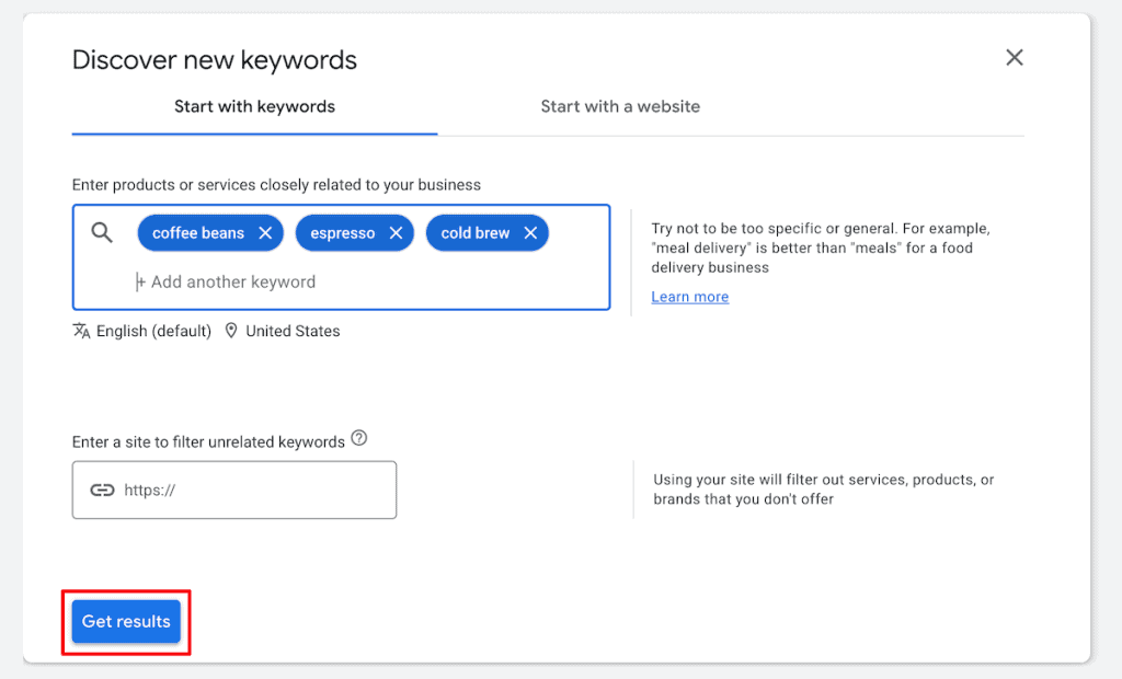 Google Keyword Planner Enter Seed Keywords
