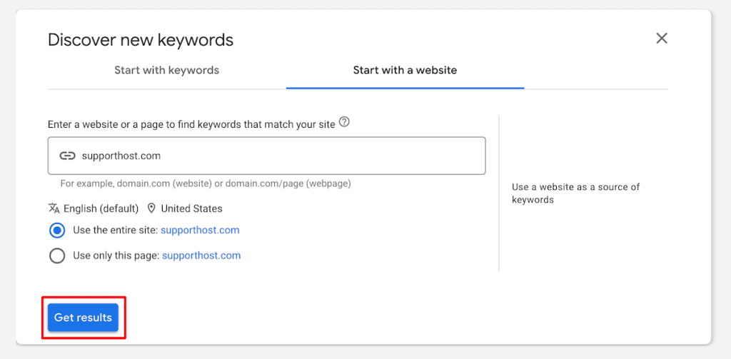 Google Keyword Planner Website Keywords
