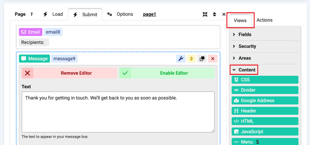 Joomla Contact Form Chronoforms Confirmation Message