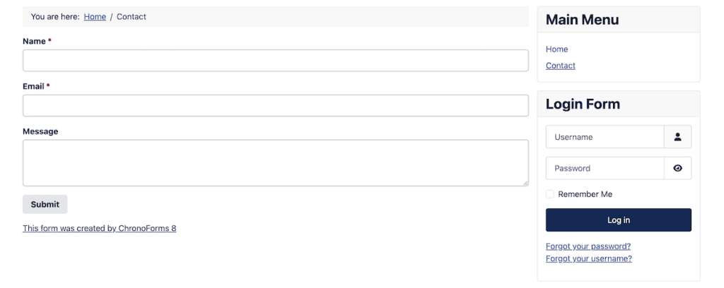 Joomla Contact Form Chronoforms Final Form