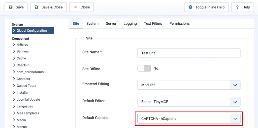 Joomla Contact Form Enable Hcaptcha