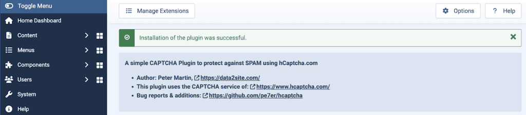 Joomla Contact Form Install Hcaptcha Plugin